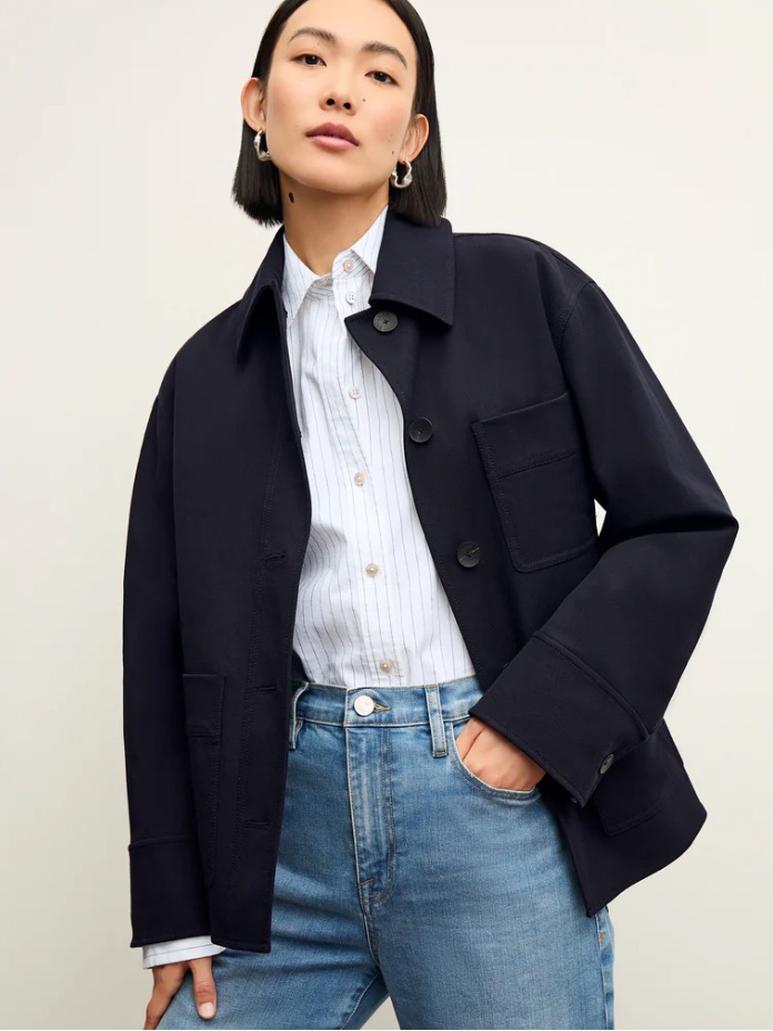M.M. Lafleur The Steffi Jacket Sz S - Eco Better Than Denim With Sherpa Blue